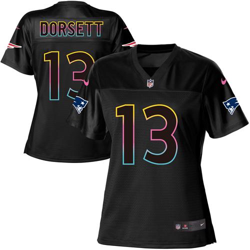 Nike Patriots #13 Phillip Dorsett Black Women's NFL Fashion Game Jersey